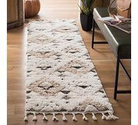 SAFAVIEH Tapis Shag pour Salon, Salle à Manger, Chambre à Coucher - Moroccan Tassel Shag Collection, Tapis à Poil Court, Ivoire et Marron,