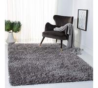 Safavieh Tapis Shag pour Salon, Salle à Manger, Chambre à Coucher - New Orleans Shag Collection, Tapis à Poil Long, Gris et Gris, 183 X 274 cm