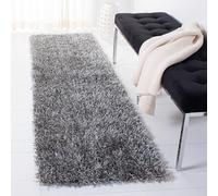 Safavieh Tapis Shag pour Salon, Salle à Manger, Chambre à Coucher - New Orleans Shag Collection, Tapis à Poil Long, Gris et Gris, 91 X 152 cm