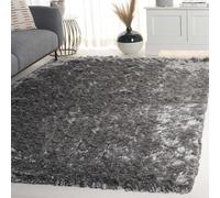 SAFAVIEH Tapis Shag Pour Salon, Salle à manger, Chambre à coucher - Paris Shag Collection, Tapis à poil long, Argent, 152 X 244 cm