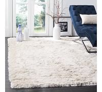 SAFAVIEH Tapis Shag Pour Salon, Salle à manger, Chambre à coucher - Paris Shag Collection, Tapis à poil long, Ivoire, 152 X 244 cm