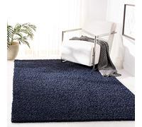 Safavieh Tapis Shag pour Salon, Salle à Manger, Chambre à Coucher - Primo Shag Collection, Tapis à Poil Long, Bleu Marine, 160 X 229 cm