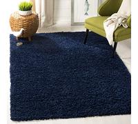 Safavieh Tapis Shaggy pour Salon, Salle à Manger, Chambre à Coucher - Collection Athènes à Poils Longs - Bleu Marine - 122 x 183 cm