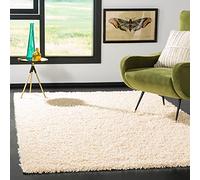 Safavieh Tapis Shaggy pour Salon, Salle à Manger, Chambre à Coucher - Collection Athènes Shag - Poils Longs - Ivoire - 91 x 152 cm