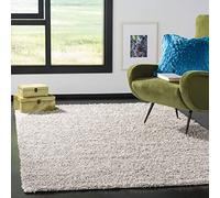 Safavieh Tapis Shaggy pour Salon, Salle à Manger, Chambre à Coucher - Collection Athènes Shag - Poils Longs - Argenté - 122 x 183 cm