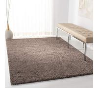 Safavieh Tapis Shaggy pour Salon, Salle à Manger, Chambre à Coucher - Collection August Shag - Poils Courts - Taupe - 160 x 229 cm