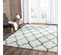 Safavieh Tapis Shaggy pour Salon, Salle à Manger, Chambre à Coucher - Collection Kids Shag - Poils Longs - Ivoire et Bleu - 122 x 183 cm