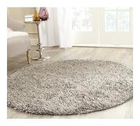 Safavieh Tapis Shaggy pour Salon, Salle à Manger, Chambre à Coucher - Collection New Orleans Shag - Poils Longs - Gris et Gris - 152 x 152 cm