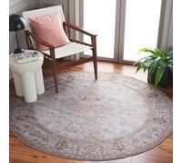 Safavieh Tapis Traditionnel Idéal pour Les Zones à Fort Passage - Tucson Collection, Tapis à Poil Court, Gris Clair et Rouille, 90 x 90 cm