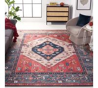 SAFAVIEH Tapis Traditionnel - Lavable en Machine et antidérapant - Idéal pour Les Zones à Fort Passage - Arizona Collection, Tapis à Poil Court, Beige et Or, 122 X 183 cm