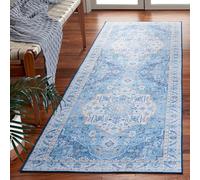 Safavieh Tapis Traditionnel - Lavable en Machine et Antidérapant - Idéal pour Les Zones à Fort Passage - Tucson Collection, Tapis à Poil Court, Bleu Clair et Bleu, 76 x 183 cm