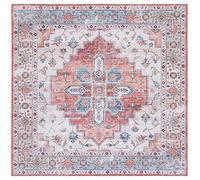 Safavieh Tapis Traditionnel - Lavable en Machine et Antidérapant - Idéal pour Les Zones à Fort Passage - Tucson Collection, Tapis à Poil Court, Bleu et Beige, 183 x 183 cm