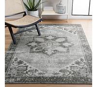 Safavieh Tapis Traditionnel - Lavable en Machine et antidérapant - Idéal pour Les Zones à Fort Passage - Tucson Collection, Tapis à Poil Court, Bleu Clair et Bleu, 122 X 122 cm