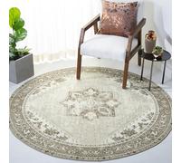 SAFAVIEH Tapis Traditionnel - Lavable en Machine et antidérapant - Idéal pour Les Zones à Fort Passage - Tucson Collection, Tapis à Poil Court, Sauge et Ivoire, 120 X 120 cm