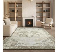 Safavieh Tapis Traditionnel - Lavable en Machine et antidérapant - Idéal pour Les Zones à Fort Passage - Tucson Collection, Tapis à Poil Court, Sauge et Ivoire, 90 X 150 cm