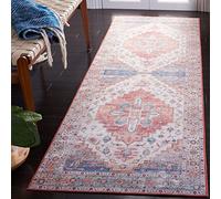 Safavieh Tapis Traditionnel - Lavable en Machine et Antidérapant - Idéal pour Les Zones à Fort Passage - Tucson Collection, Tapis à Poil Court, Bleu et Beige, 62 x 240 cm