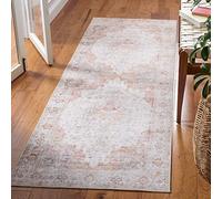 Safavieh Tapis Traditionnel - Lavable en Machine et Antidérapant - Idéal pour Les Zones à Fort Passage - Tucson Collection, Tapis à Poil Court, Gris Clair et Rouille, 76 x 305 cm