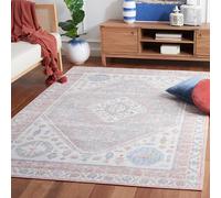 Safavieh Tapis Traditionnel - Lavable en Machine et Antidérapant - Optimal pour Les Zones à Fort Passage - Arizona Collection, Tapis à Poil Court, Ivoire et Bleu, 160 X 160 Cm