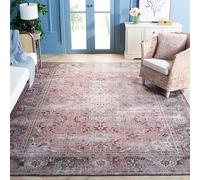 Safavieh Tapis Traditionnel - Lavable en Machine et Antidérapant - Optimal pour Les Zones à Fort Passage - Tucson Collection, Tapis à Poil Court, Beige et Gris, 120 X 120 Cm