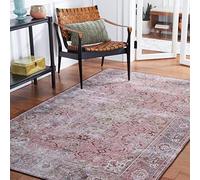 Safavieh Tapis Traditionnel - Lavable en Machine et Antidérapant - Optimal pour Les Zones à Fort Passage - Tucson Collection, Tapis à Poil Court, Beige et Gris, 120 X 120 Cm