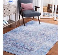 Safavieh Tapis Traditionnel - Lavable en Machine et Antidérapant - Optimal pour Les Zones à Fort Passage - Tucson Collection, Tapis à Poil Court, Beige et Gris, 120 X 120 Cm