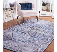 Safavieh Tapis Traditionnel - Lavable en Machine et Antidérapant - Optimal pour Les Zones à Fort Passage - Tucson Collection, Tapis à Poil Court, Beige et Gris, 120 X 120 Cm