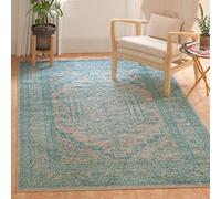 Safavieh Tapis rectangulaire tissé - Collection Adirondack ADR108 - en polypropylène - Gris Clair/Bleu Sarcelle - 91 x 152 cm - pour Salon, Chambre à Coucher ou Tout Espace intérieur - 0,9 x 1,5 m