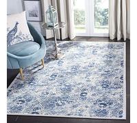 Safavieh Tapis Traditionnel pour Salon, Salle à Manger, Chambre à Coucher - Brentwood Collection, Tapis à Poil Court, Crème et Bleu, 91 x 152 cm