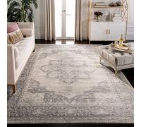 Safavieh Tapis Traditionnel pour Salon, Salle à Manger, Chambre à Coucher - Brentwood Collection, Tapis à Poil Court, Crème et Gris, 201 x 201 cm