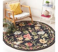 Safavieh Tapis Traditionnel pour Salon, Salle à Manger, Chambre à Coucher - Chelsea Collection, Tapis à Poil Court, Noir et Multicolore, 90 x 90 cm