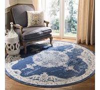 Safavieh Tapis Traditionnel pour Salon, Salle à Manger, Chambre à Coucher - Collection Brentwood - Poils Courts - Bleu Marine et Gris Clair - 201 x 201 cm