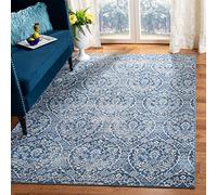 Safavieh Tapis Traditionnel pour Salon, Salle à Manger, Chambre à Coucher - Collection Brentwood - Poils Courts - Bleu Marine et Gris Clair - 91 x 152 cm