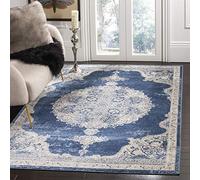 Safavieh Tapis Traditionnel pour Salon, Salle à Manger, Chambre à Coucher - Collection Brentwood - Poils Courts - Bleu Marine et Gris Clair - 91 x 152 cm