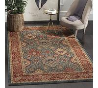 Safavieh Tapis Traditionnel pour Salon, Salle à Manger, Chambre à Coucher - Collection Mahal - Poils Courts, Bleu Marine et Rouge, 91 x 152 cm