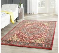 Safavieh Tapis Traditionnel pour Salon, Salle à Manger, Chambre à Coucher - Collection Mahal - Poils Courts - Bleu Marine et Rouge - 91 x 152 cm