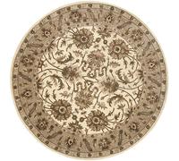 Safavieh Tapis Traditionnel pour Salon, Salle à Manger, Chambre à Coucher Collection Royalty à Poils Courts, Argent et Ivoire, 152 x 152 cm, Laine, Ivoire/Beige foncé