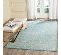 Safavieh Tapis Traditionnel pour Salon, Salle à Manger, Chambre à Coucher - Evoke Collection, Tapis à Poil Court, Bleu Clair et Ivoire, 122 X 183 cm