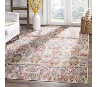 SAFAVIEH Tapis Traditionnel Pour Salon, Salle à manger, Chambre à coucher - Harmony Collection, Tapis à poil court, Gris clair et rose, 91 X 152 cm