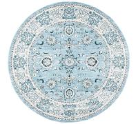 SAFAVIEH Tapis Traditionnel pour Salon, Salle à Manger, Chambre à Coucher - Isabella Collection, Tapis à Poil Court, Bleu Clair et crème, 160 X 160 cm