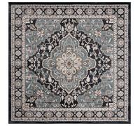 Safavieh Tapis Traditionnel pour Salon, Salle à Manger, Chambre à Coucher - Lyndhurst Collection, Tapis à Poil Court, Gris et Sarcelle, 200 x 200 cm