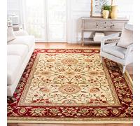 Safavieh Tapis Traditionnel pour Salon, Salle à Manger, Chambre à Coucher - Lyndhurst Collection, Tapis à Poil Court, Ivoire et Rouge, 180 x 180 cm