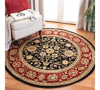 Safavieh Tapis Traditionnel pour Salon, Salle à Manger, Chambre à Coucher - Lyndhurst Collection, Tapis à Poil Court, Noir et Beige, 122 X 122 Cm
