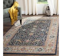 SAFAVIEH Tapis Traditionnel Pour Salon, Salle à manger, Chambre à coucher - Madison Collection, Tapis à poil court, Marine et Crème, 91 X 152 cm