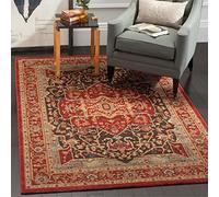 Safavieh Tapis Traditionnel pour Salon, Salle à Manger, Chambre à Coucher - Mahal Collection, Tapis à Poil Court, Rouge, 91 x 152 cm