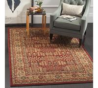 SAFAVIEH Tapis Traditionnel Pour Salon, Salle à manger, Chambre à coucher - Mahal Collection, Tapis à poil court, Rouge et Naturel, 122 X 170 cm