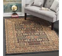 SAFAVIEH Tapis Traditionnel Pour Salon, Salle à manger, Chambre à coucher - Mahal Collection, Tapis à poil court, Marine et naturel, 122 X 170 cm