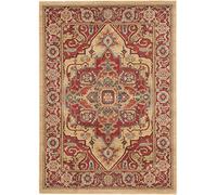 SAFAVIEH Tapis Traditionnel Pour Salon, Salle à manger, Chambre à coucher - Mahal Collection, Tapis à poil court, Rouge et Naturel, 91 X 152 cm