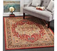 Safavieh Tapis Traditionnel pour Salon, Salle à Manger, Chambre à Coucher - Mahal Collection, Tapis à Poil Court, Naturel et Marine, 91 x 152 cm