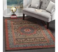 SAFAVIEH Tapis Traditionnel Pour Salon, Salle à manger, Chambre à coucher - Mahal Collection, Tapis à poil court, Bleu marine et rouge, 122 X 170 cm