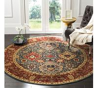 Safavieh Tapis Traditionnel pour Salon, Salle à Manger, Chambre à Coucher - Mahal Collection, Tapis à Poil Court, Bleu Marine et Rouge, 120 x 120 cm